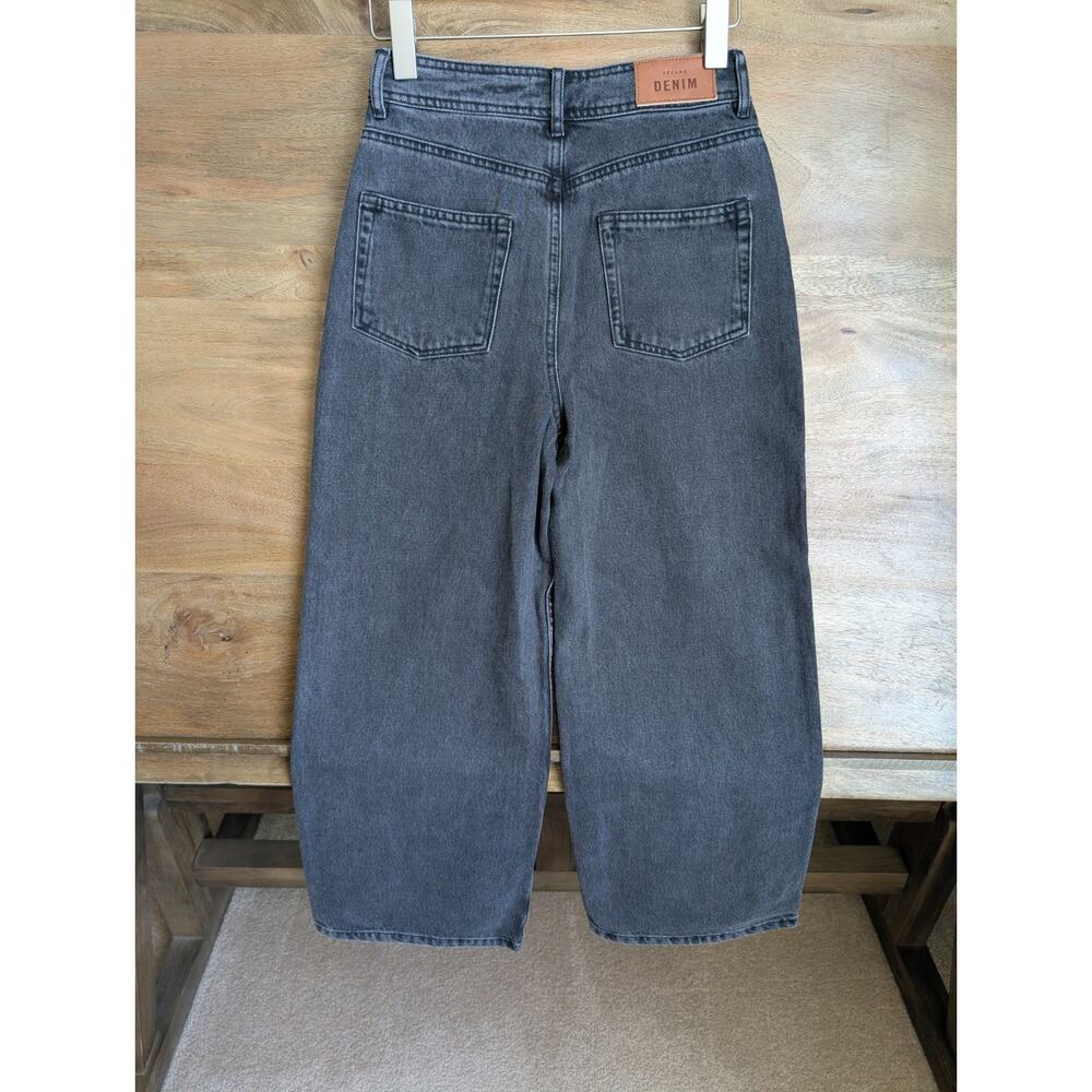 NWT Sézane Le Crop Jeans Womens 34 Dark Gray Denim Stretch Relaxed Fit Wide Leg - Picture 2 of 7